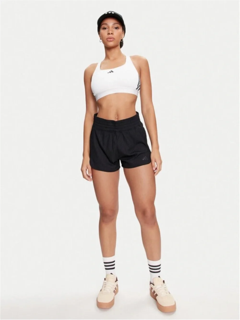 Adidas - Pacer Rib Short- Black Athletic Shorts with Elastic Waistband